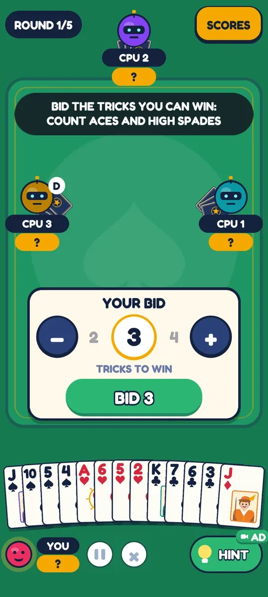 Callbreak: the bidding round, from Funzoo 2