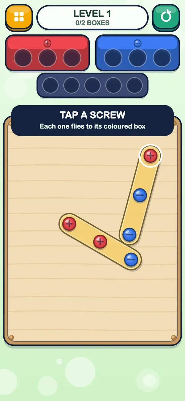 Screw Pin: first screen of the game